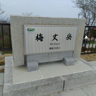 梅丈岳山頂　標高395m
立派な山頂標識が設置されています。