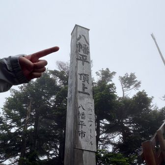 でっかい山頂標柱あります