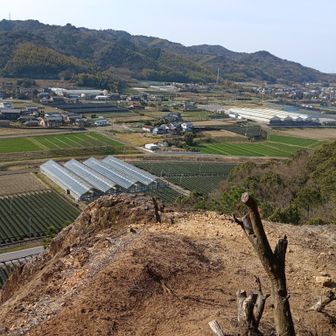 立岩に立つ。三河湾が見える。今日は霞んでいる。