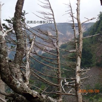 硫黄岳の爆裂火口も見えました