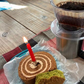 🎉　
同行者から抹茶の洋菓子少しプレゼント😄