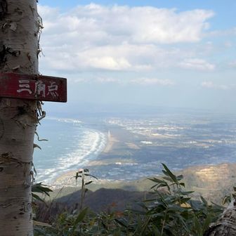 山頂から眼下に広がる石狩湾。