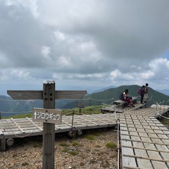 剣山頂では水分補給と塩分補給し次郎笈へ