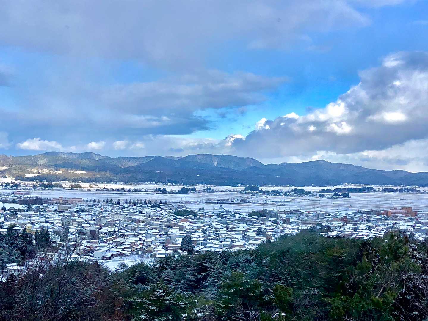 ピークの展望タワーに登ると良い眺め。
新津丘陵と村松市街地。
