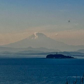 長柄桜山古墳2号からの眺め
手前に江ノ島
今日も気持ちよく歩けました！