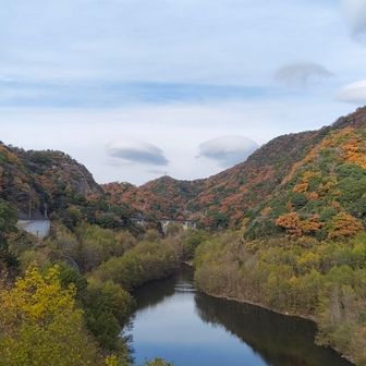 石井ダム上のベンチからの景色