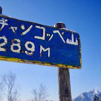 山頂標識と恵庭岳