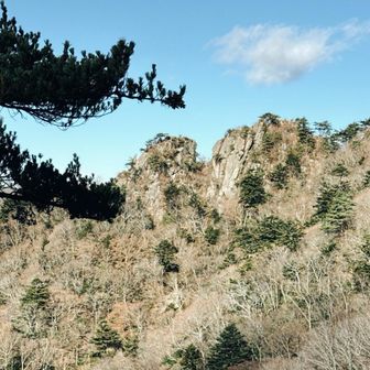 少し下ったところから男体山、女体山。
この前行った瑞牆山のような景色✨