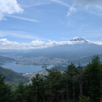 左上には山中湖も