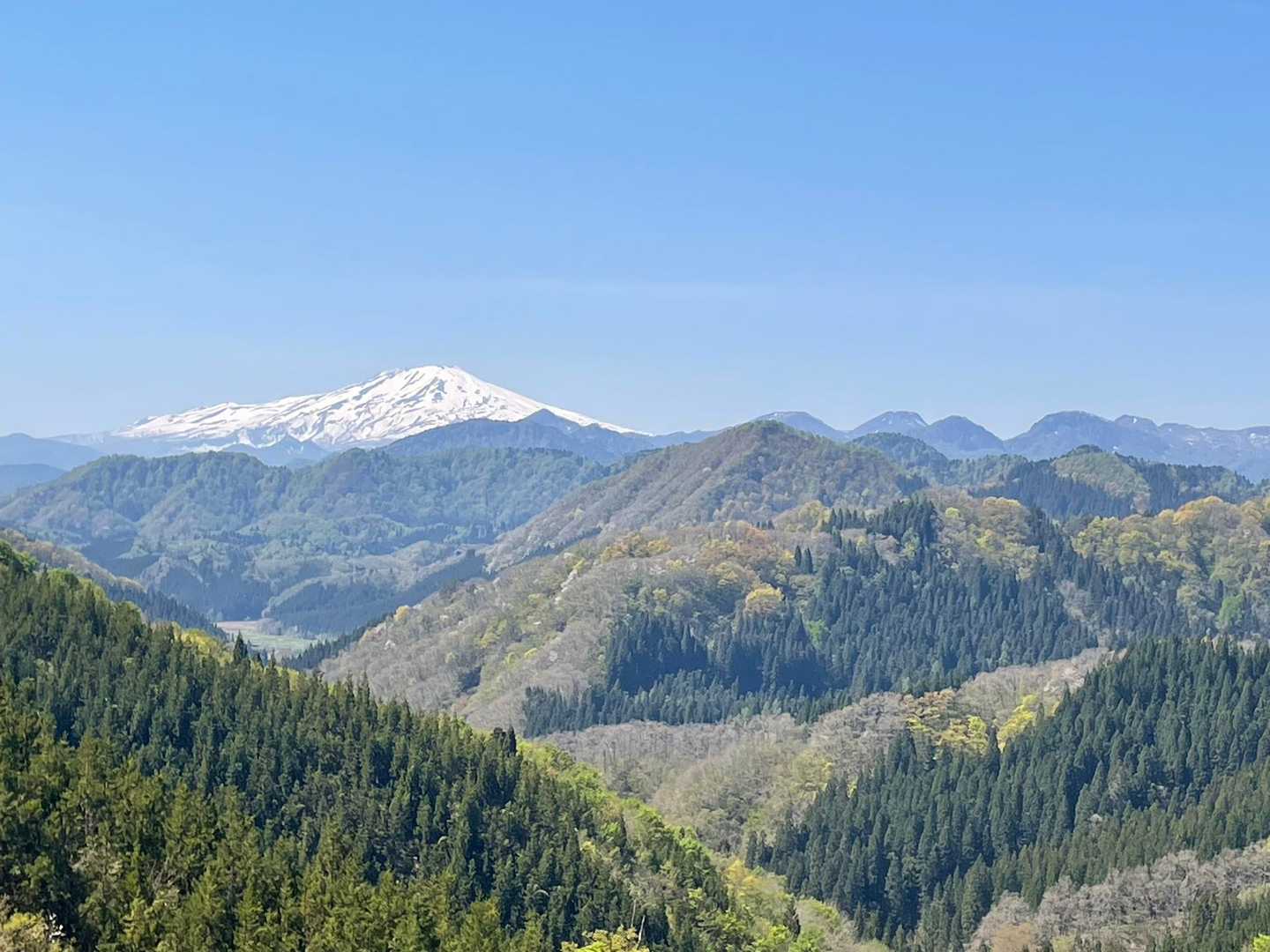 登山口あたりからの鳥海山
見事✨