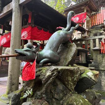 お狐さんの手水かわいい。