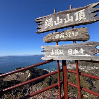 ロープウェイ山頂駅を出たところに「鋸山山頂」とありました

鋸山の山頂はもう少し先にあって標高も違うけれど、案内板なのでしょう。