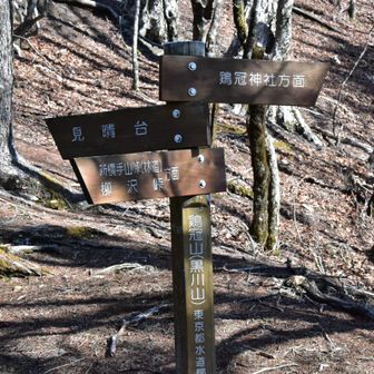 山頂ではありません
鶏冠神社が鶏冠山
標柱の裏の高いところが黒川山
