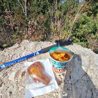 山頂飯はラーメン🍜とMストップの極旨チキン🍗