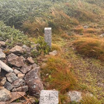 武石峰⛰️頂上
既に足元びしょびしょ💦
段差が草で見えなかった( ；´Д｀)ﾋﾔﾋﾔ