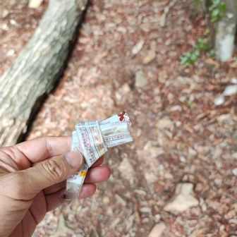 左手の人差し指に巻き付けるようにして折りたたむとコンパクトになります
私は慣れているので、最初の折り返しは目視しますが、それ以外は手許を見ずに歩きながら折りたたんでいます