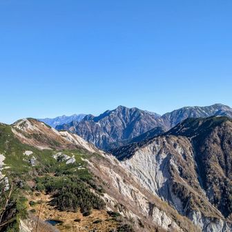 南沢岳からのびる船窪サーキットの稜線
崩落地がよく見えます🧐