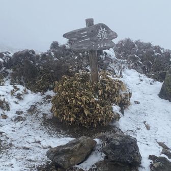 頂上に到着❗️しましたが…
安定のガスガス💦😭
気温は0℃
風が強く🌪️寒い🥶ので
そそくさと下ります💧😂