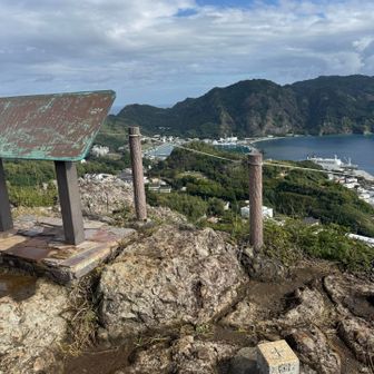 東屋の先が三日月山展望所。三角点があります。