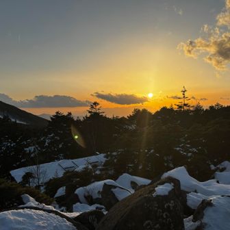 高見石から夕日。綺麗😍