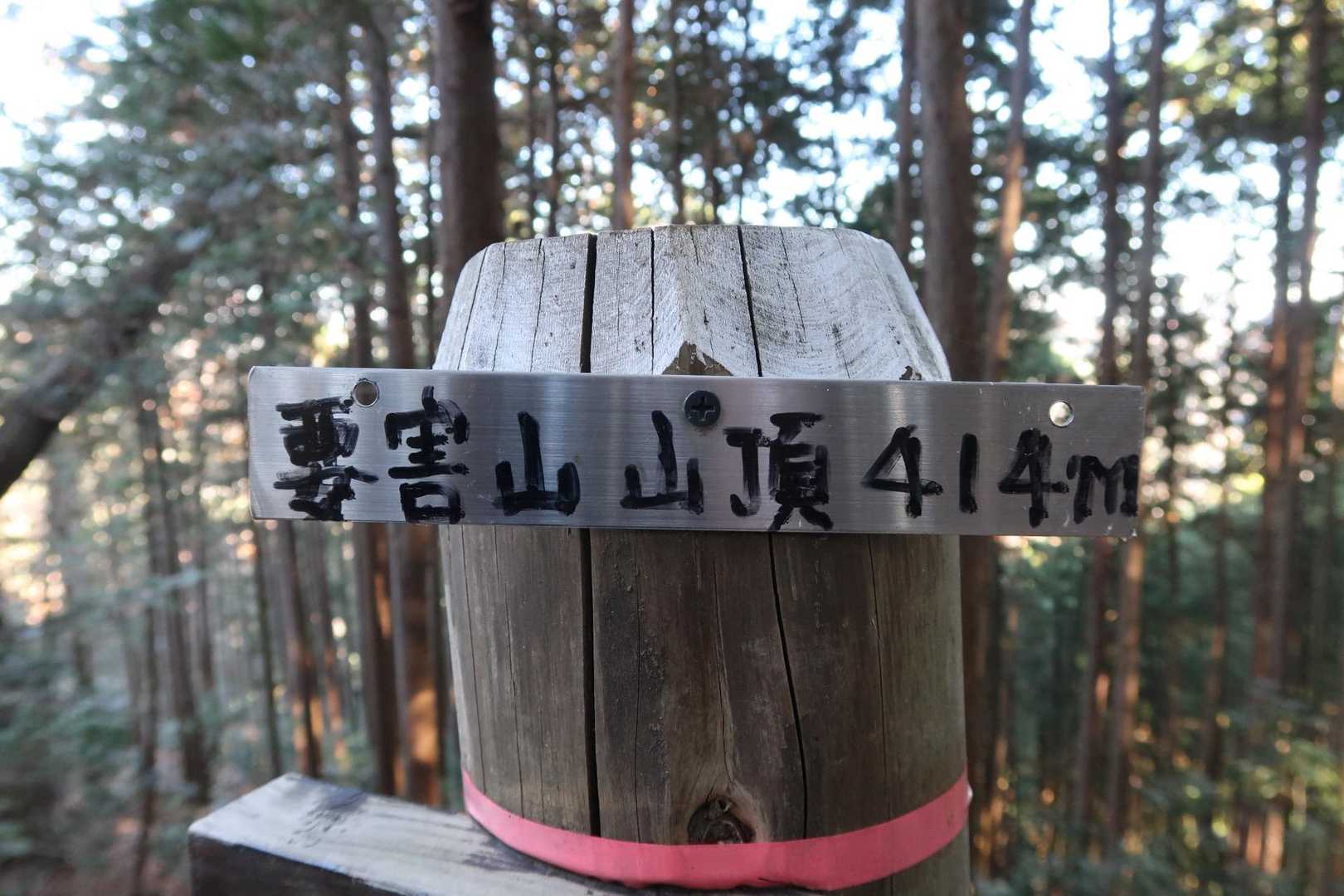 要害山山頂標識。山頂って感じがまるでないところでした😂