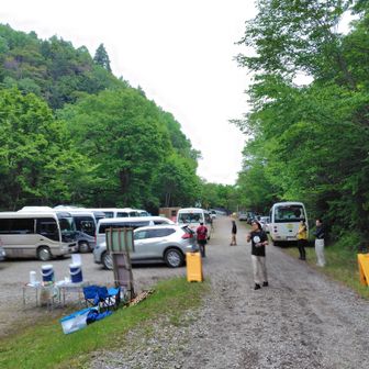正面の無料バスで戻ります、待ち時間なしでラッキー～　普段はここまで車で来られます。
