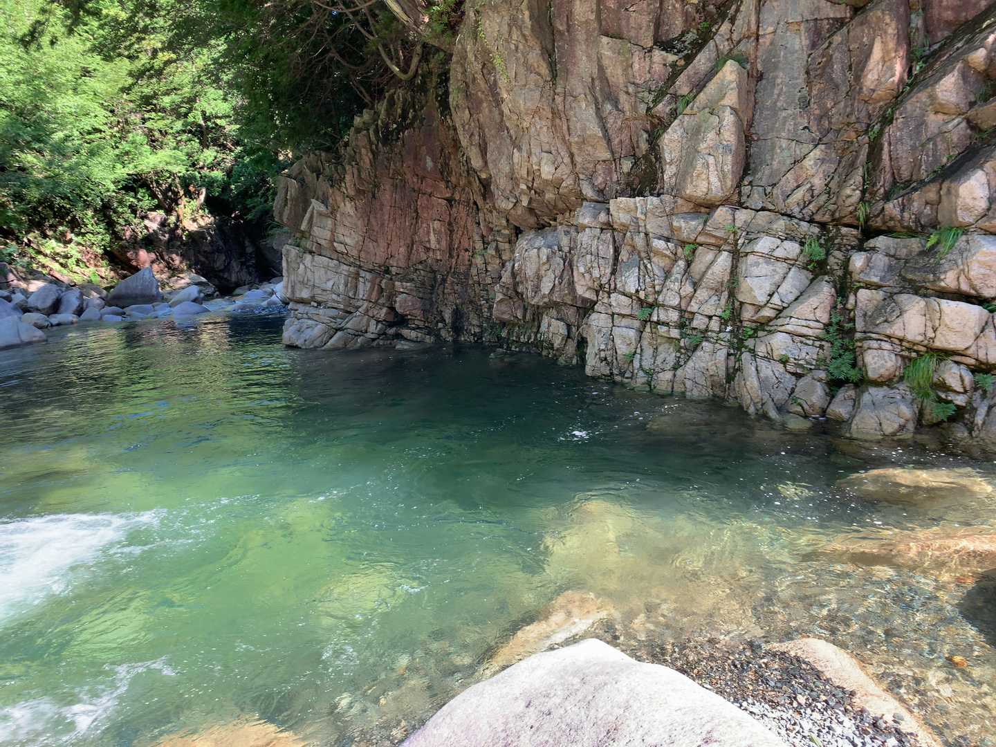 この淵は絶好の泳ぎ場。