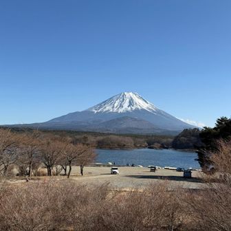精進湖と富士山。