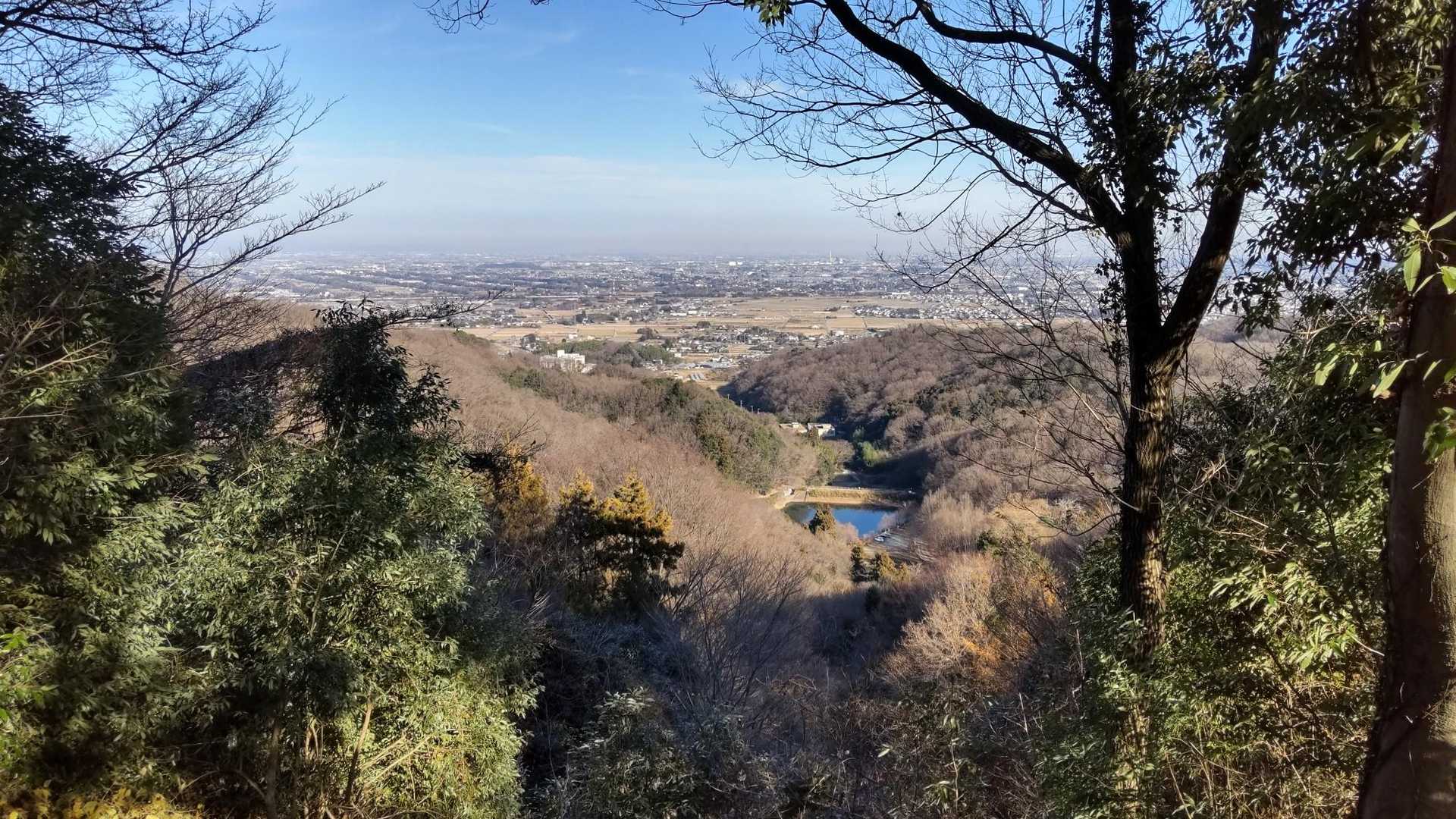 山頂手前の見晴から📸谷津池を見下ろす🧐