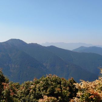 赤ゾレ山から写した薊岳、うっすらと奥に大普賢岳