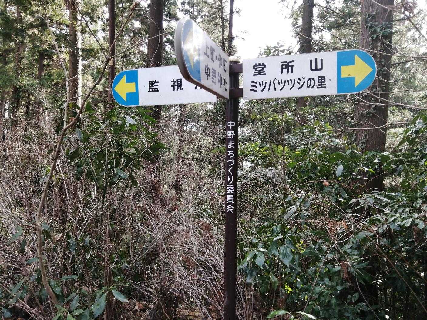 下山コ－スの標識