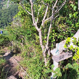 見えてしまった祠 15mの文字😅
仕方ない降りましょう🧗‍♀️
