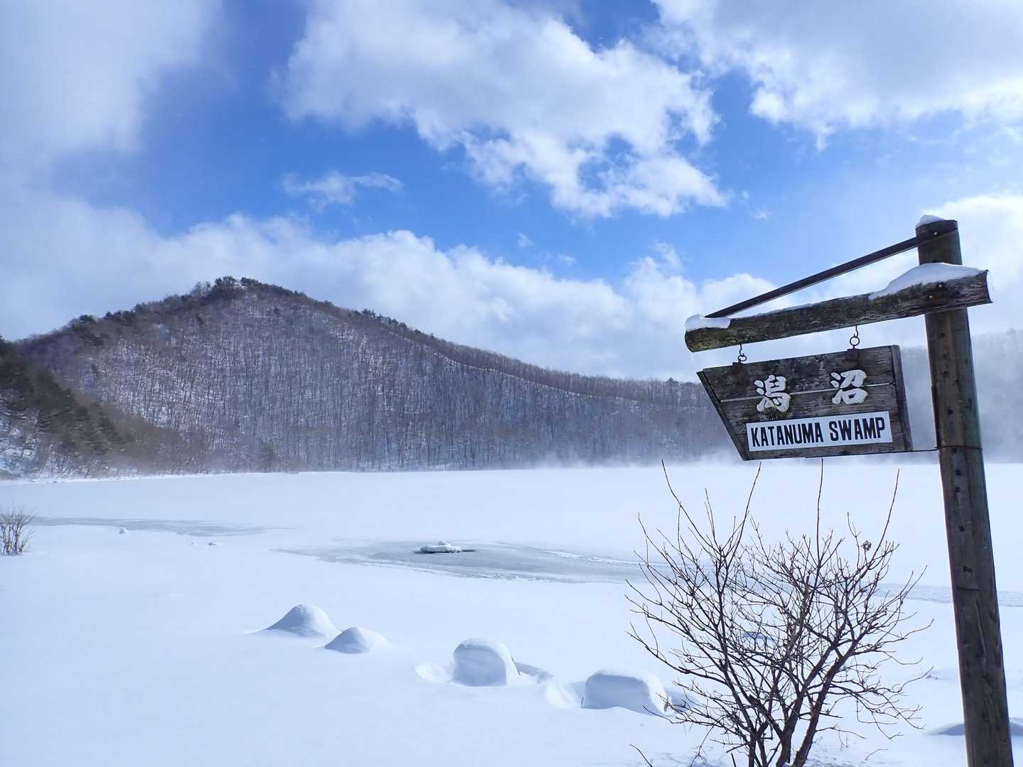 潟沼の奥に🏔️中ノ岳