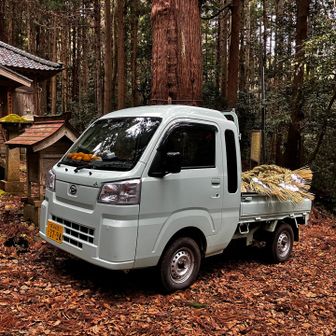 薬師堂に軽トラが…