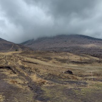 登り始めは予想より天気も曇りで寒かった😰