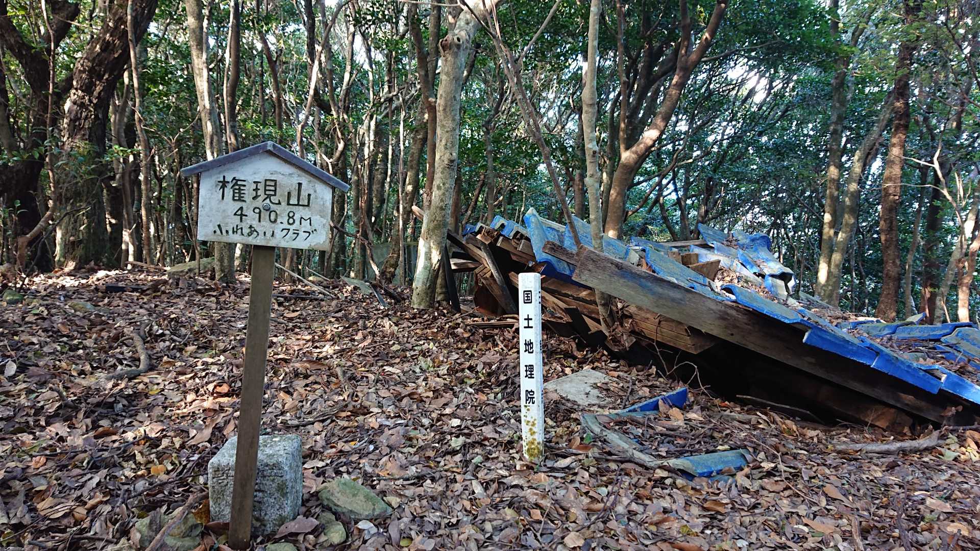 山頂プレートは  ふれあいクラブ
権現山⛰️490.8m