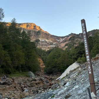 硫黄岳をバックに。