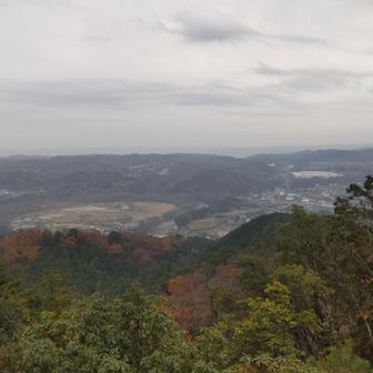 岩場を登った先の眺望、晴れていれば都心、東京スカイツリーや富士山等も見える？