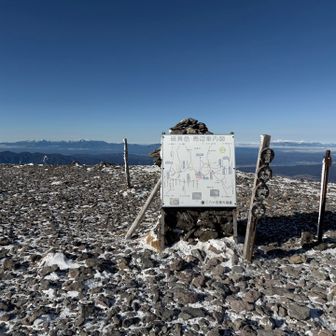 飛ばされず何とか山頂到着しました
手袋外すと手が痛い！