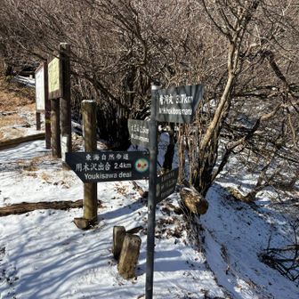 犬越路避難小屋で休憩