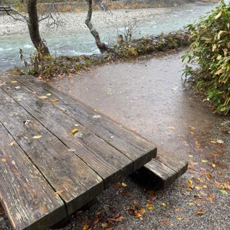 こんな感じで通れないぐらいの水たまりが随所に出来てました
