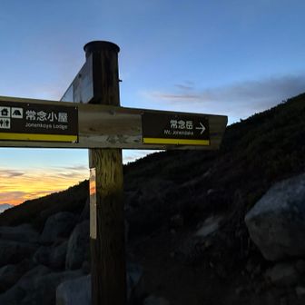 12時くらいから寝たと思うけど3:20頃周りが起き始めたので目覚まし前に起きちゃった。
🍙1つ食べて4時に出発
ヘッデンスタート
道がわからなくてこわい！
石も多くて落とさないように気を遣いながらひたすら登る

槍が岳もたくさんのヘッドライトが
みんな登ってるんだろうなーと思いながら