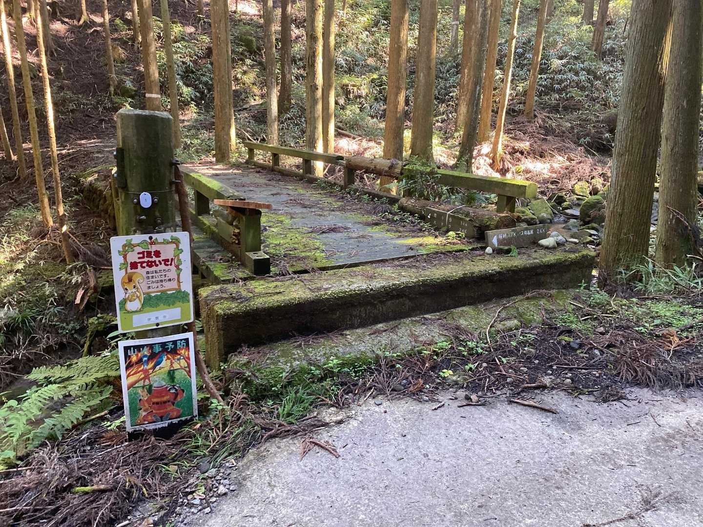 橋を渡って、登山道へ😃