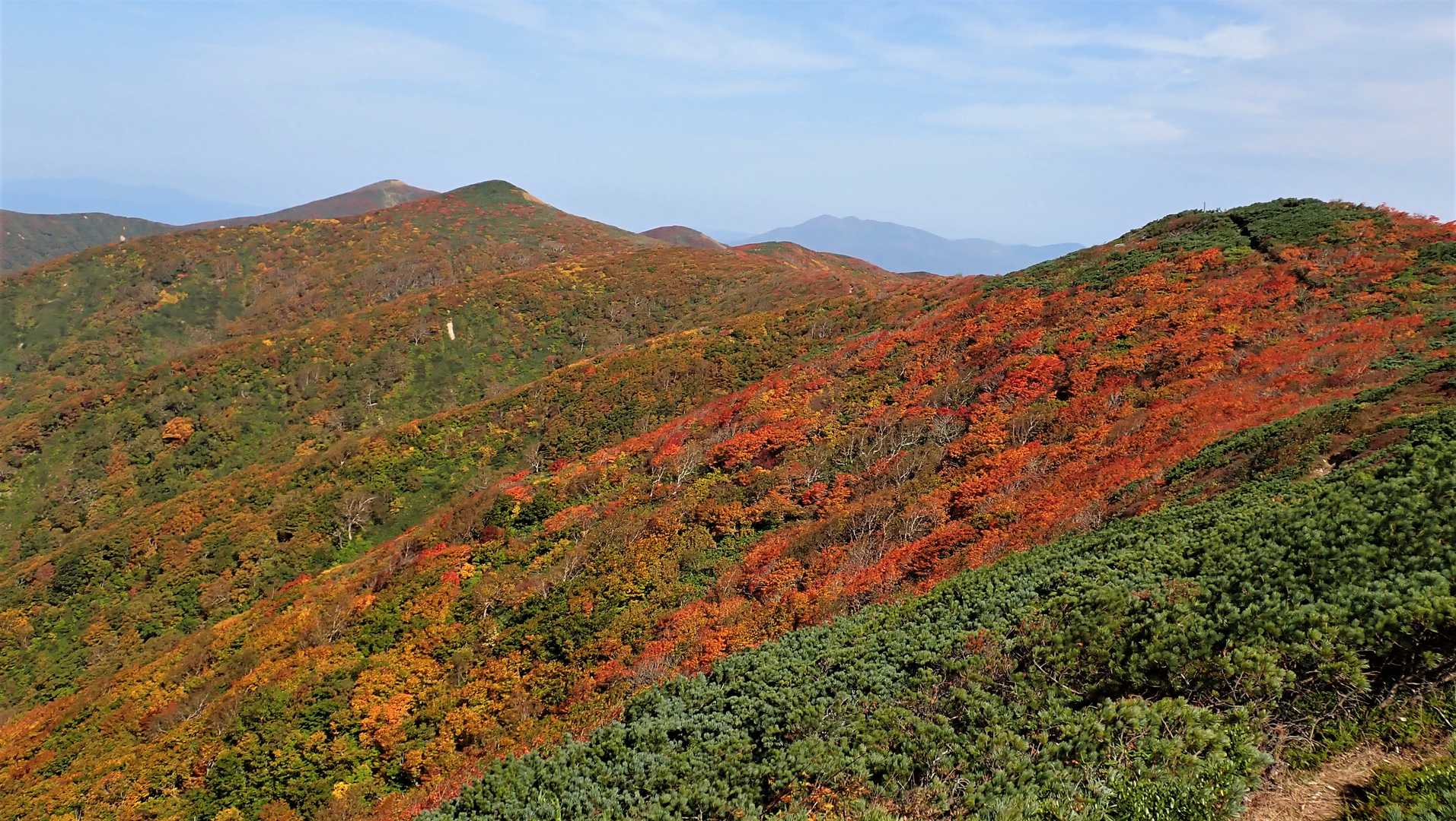 高下岳～根菅岳の山脈を見ています・・・・