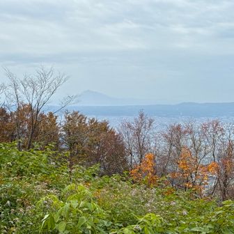 青森市内の向こうに岩木山