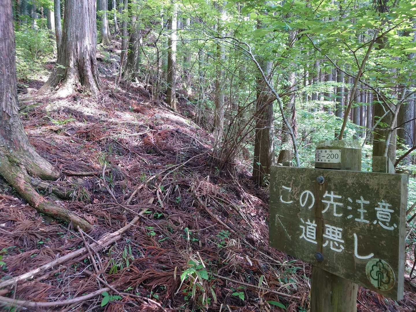 この先注意
道悪し