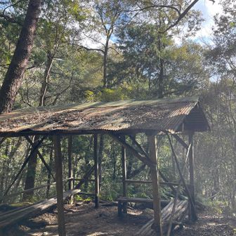 東屋で昼食。立ち止まるとやっぱり寒くて、、❄️