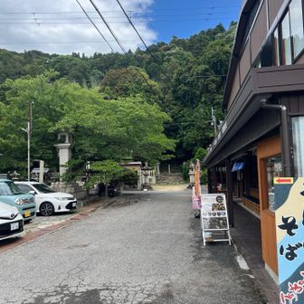 ここから階段登り😊　参拝者さんの駐車場が　そば屋さんの車だらけ😅