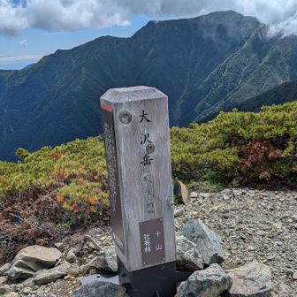 中盛から20分程で百高山の大沢岳登頂、ここからかなり下り