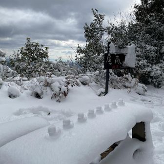 山頂　

チェーンスパイクは無くても大丈夫の雪道
